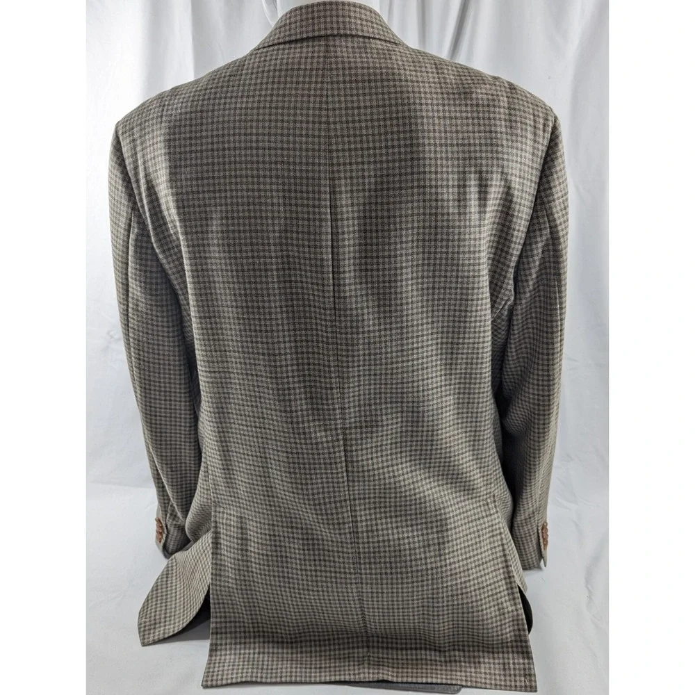 Ralph Lauren Blazer Sport Jacket Coat Silk Wool Linen Blend 44L‎ Tight Plaid EUC
